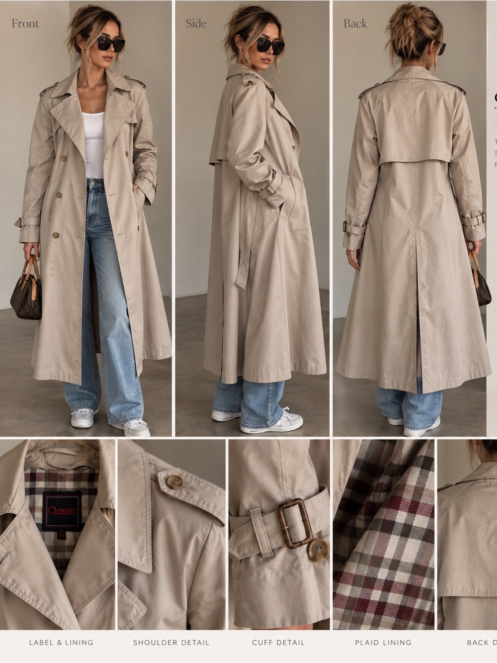 The Classic Beige Trench Coat with Plaid Lining